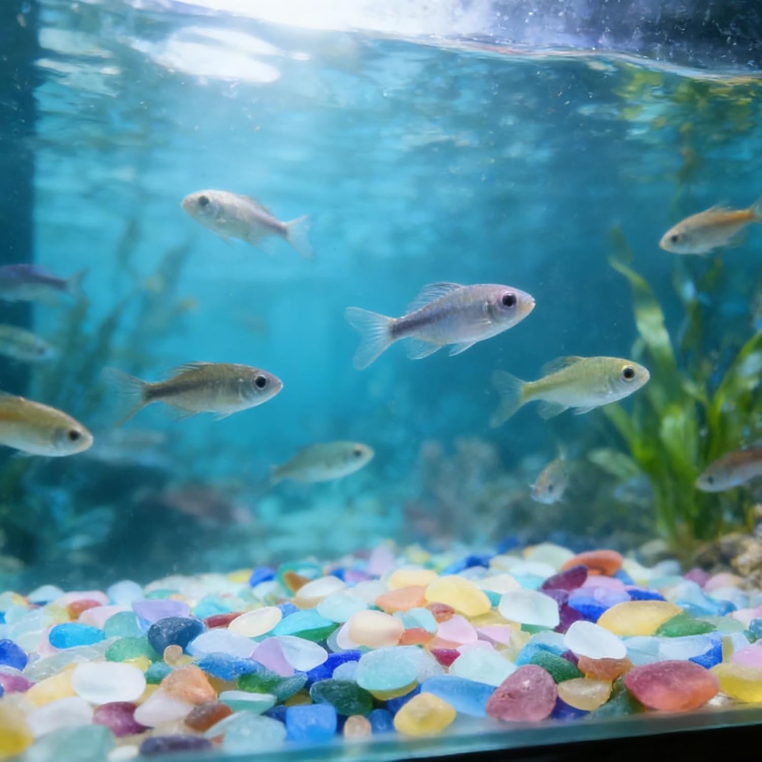 Kg Sea Glass, Frosted Glass Pebbles 0.79-.57 in, Rocks for Aquarium, Vase Fillers, Beach Decor