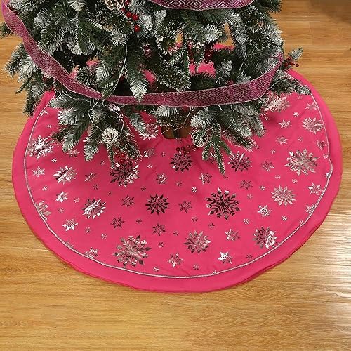 Miniatura 5 de Flash World Falda de árbol de Navidad grande de 36 pulgadas, cubierta suave de Navidad, decoración con cuello de copo de nieve, falda de árbol de