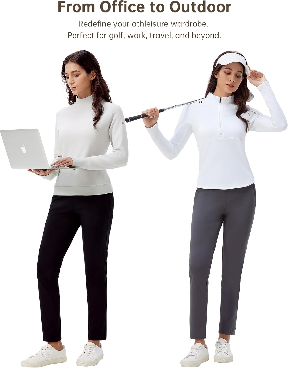 HOTSUIT Fleece Lined Winter Work Pants Thermal Travel Pants High Waisted Golf Hiking Pockets - Image 5