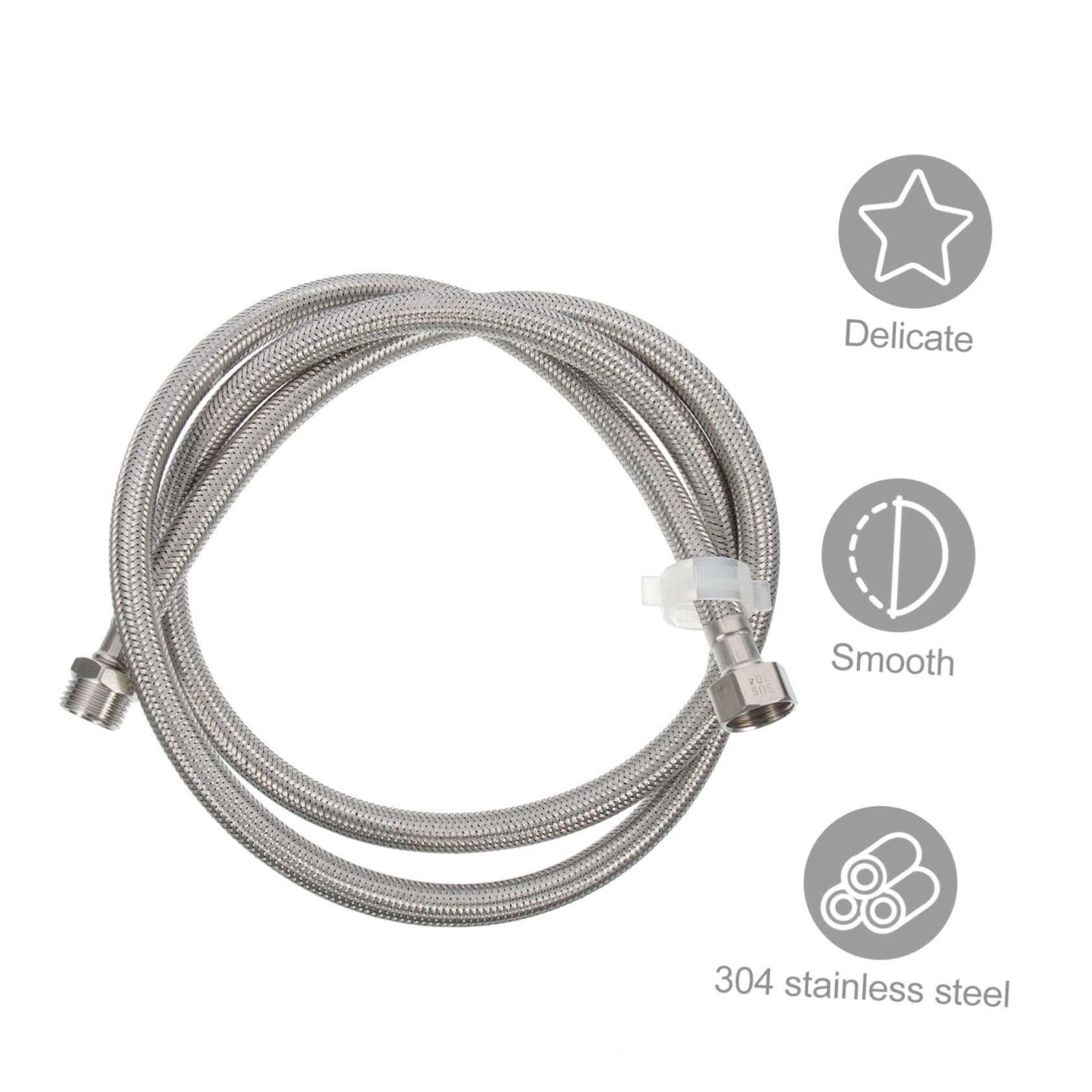 Angoily 3 Pièces Tuyau Extension pour Machine à Laver Acier Inoxydable Flexible Tressé Raccordement Pouce Intérieur et Extérieur Installation Facile et Durable