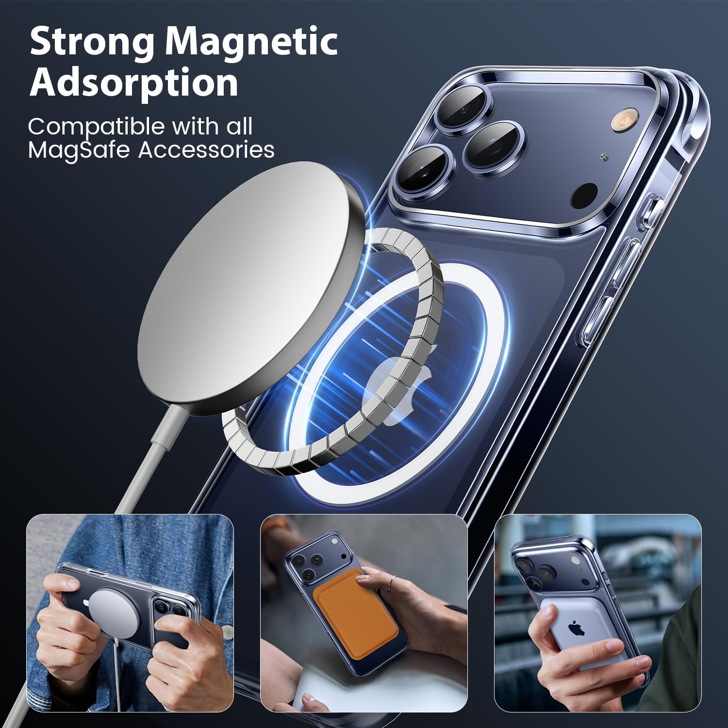 Mkeke for iPhone 17 Pro Case Magnetic Clear, Compatible with MagSafe, Military-Grade Protection, Phone Bumper for iPhone 6.3 inch 2025