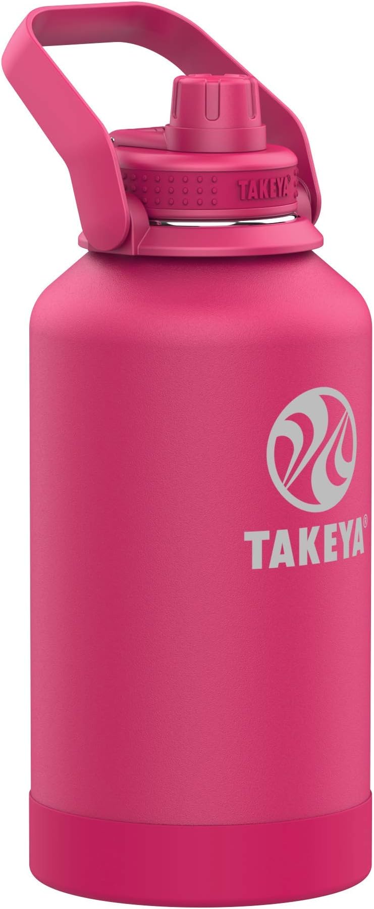Takeya Pickleball Stainless Steel Insulated Water Bottle with Choice of Lid and Carry Handle, 64 Ounce, Backspin Pink