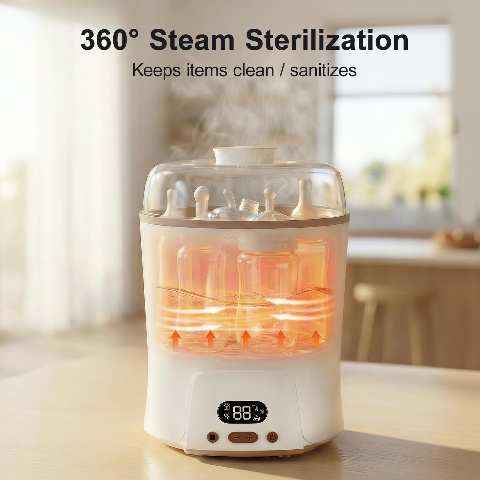 Sterilizzatore per biberon 6 in 1 – Sterilizzazione a vapore, asciugatura, scaldalatte, scalda alimenti e cuoci uova, capacità 6 bottiglie, senza BPA, per articoli per neonati, biberon e accessori per