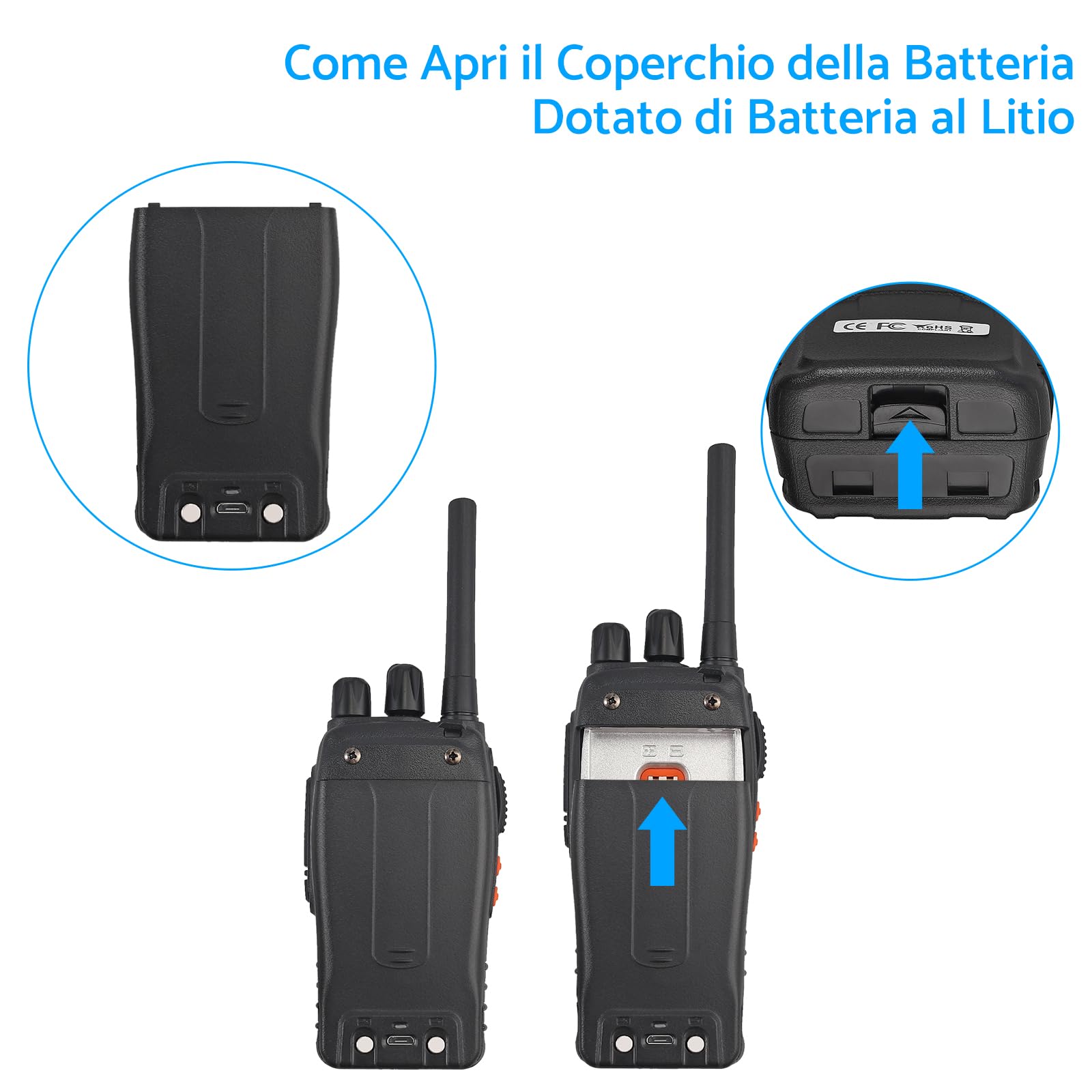 ESYNiC 2 Paio Walkie Talkie Radio USB Ricaricabile PMR 446MHz VOX Ricetrasmittente Portatile 16 Canali Singola Banda Walkie-Talkie Professionali con Cavo Auricolari Funzione Torcia Elettrica