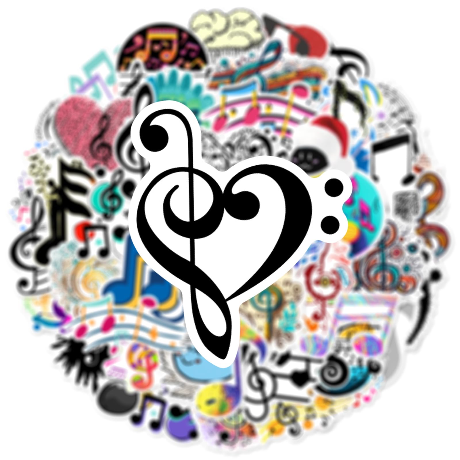 60 szt. modnych naklejek muzycznych, winylowa wodoodporna naklejka z nutą muzyczną na laptopa, gitarę, scrapbooking, dziennik, entuzjastę muzyki, butelki na wodę, dziennik, kolekcjonerów, miłośników