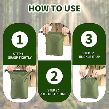 Dry Bag Waterproof 3 Pack Lightweight Dry Sack, 6L&10L&20L Outdoor Stuff Sack, Durable Wet Dry Storage Bag for Hiking, Backpacking, Camping, Kayaking, Swimming, Boating- Green