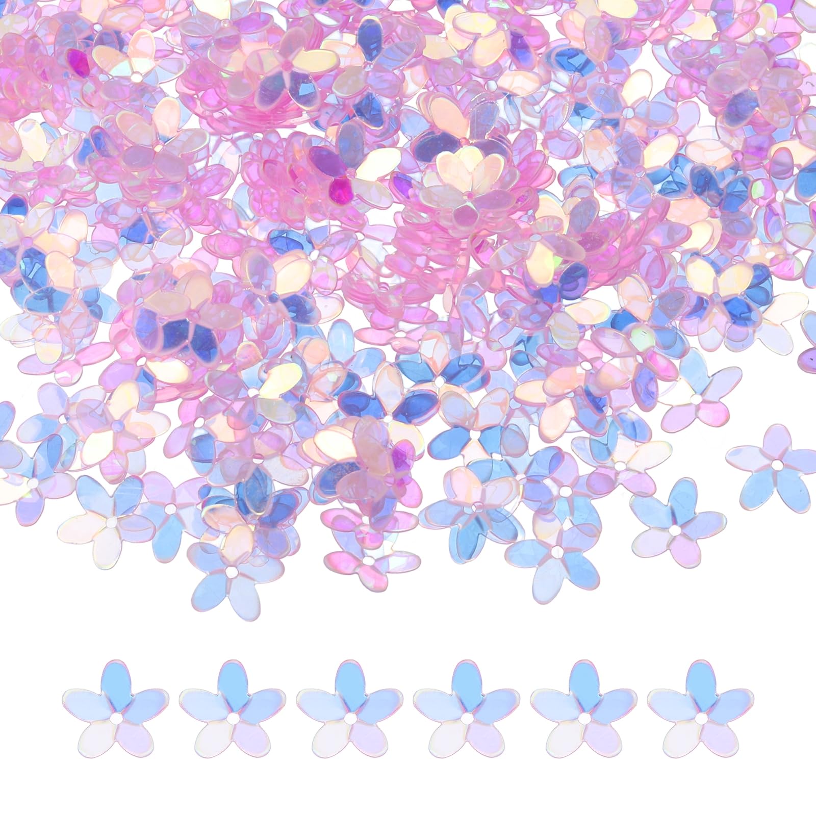sourcing map 50 Gram Flower Loose Sequins, 10 mm Glitter Sequins Paillettes Bead for Clothing Accessories Embroidery Sewing DIY Art Crafts Supplies, Transparent Purple
