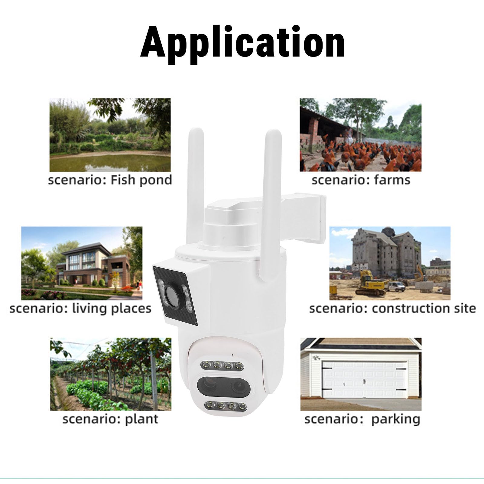 Telecamera di Sicurezza 2K per Interni Ed Esterni, Telecamera di Sorveglianza Domestica WiFi 3 Obiettivi 2.4G con Zoom 10X, Visualizzazione Panoramica e Inclinabile a 360°