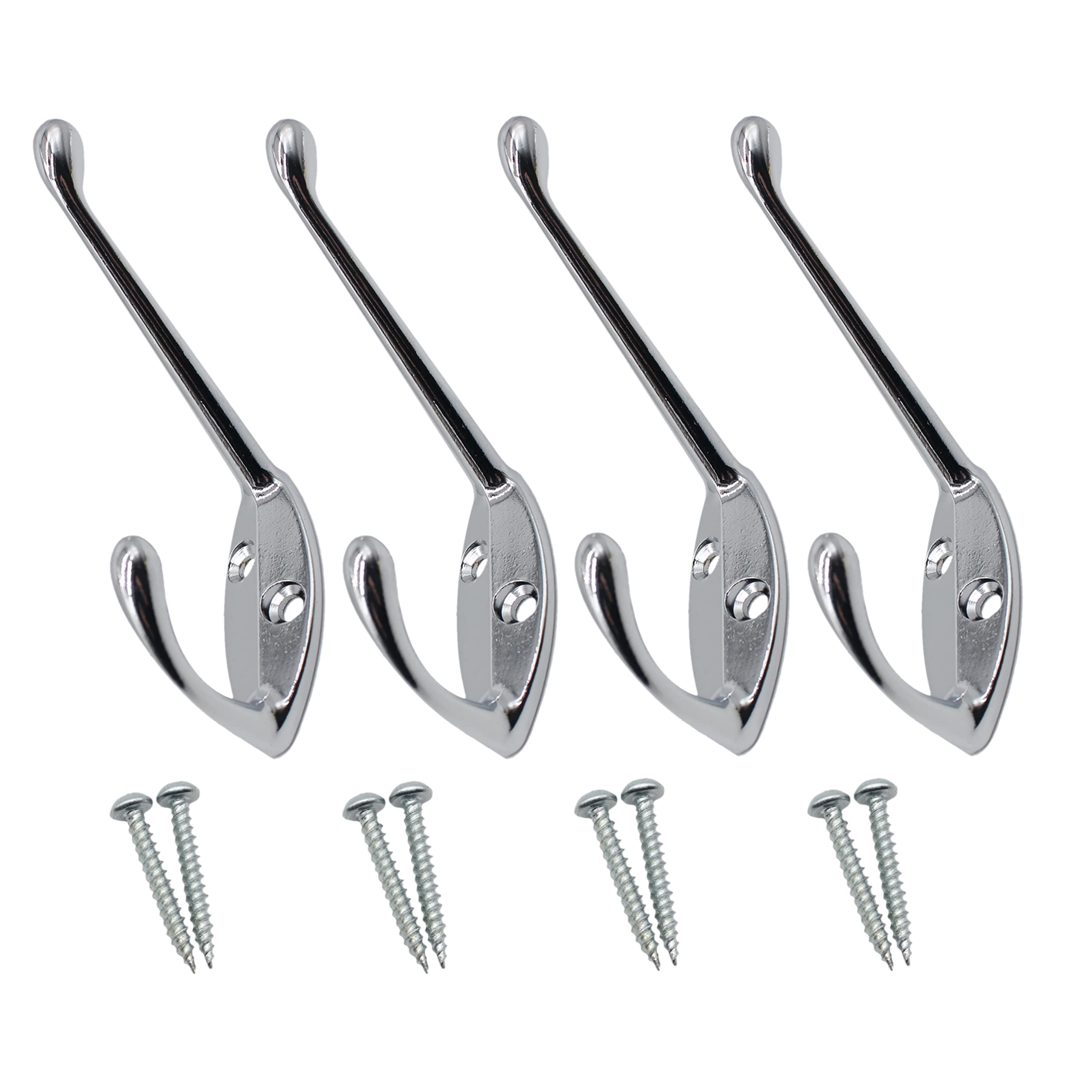 Eai Polished Chrome Hat And Coat Hook For Coats Bath Towels 68X18mm Pack Of 4 (Polished Chrome)