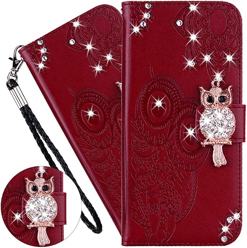 QIVSTAR - Funda para Samsung Galaxy A31 Bling Diamand de piel sintética con cuerda Wsrist Funda protectora de cuerpo completo con tapa para Samsung