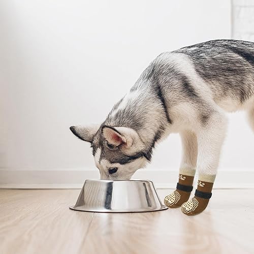 Miniatura 7 de SCENEREAL Calcetines antideslizantes de doble cara para perros para suelos de madera dura para dejar de lamer las patas, zapatos antideslizantes