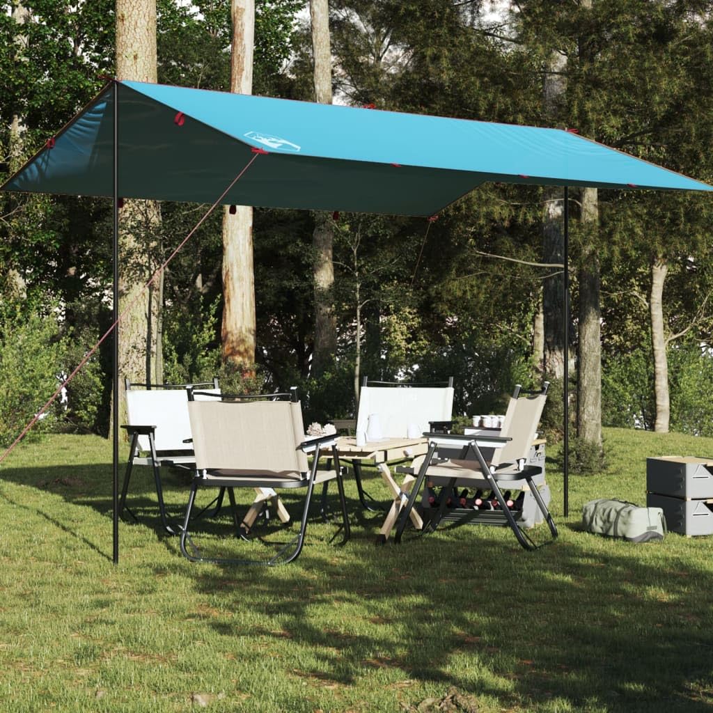 Tarp Outdoor Tent 400x294 cm Zeltunterlage für Ourdoor Camping Camping Zelt Plane Ultraleicht Camping Zeltplane Wasserdicht Tarp Zeltplane Tarp für Hängematte Polyester Blau