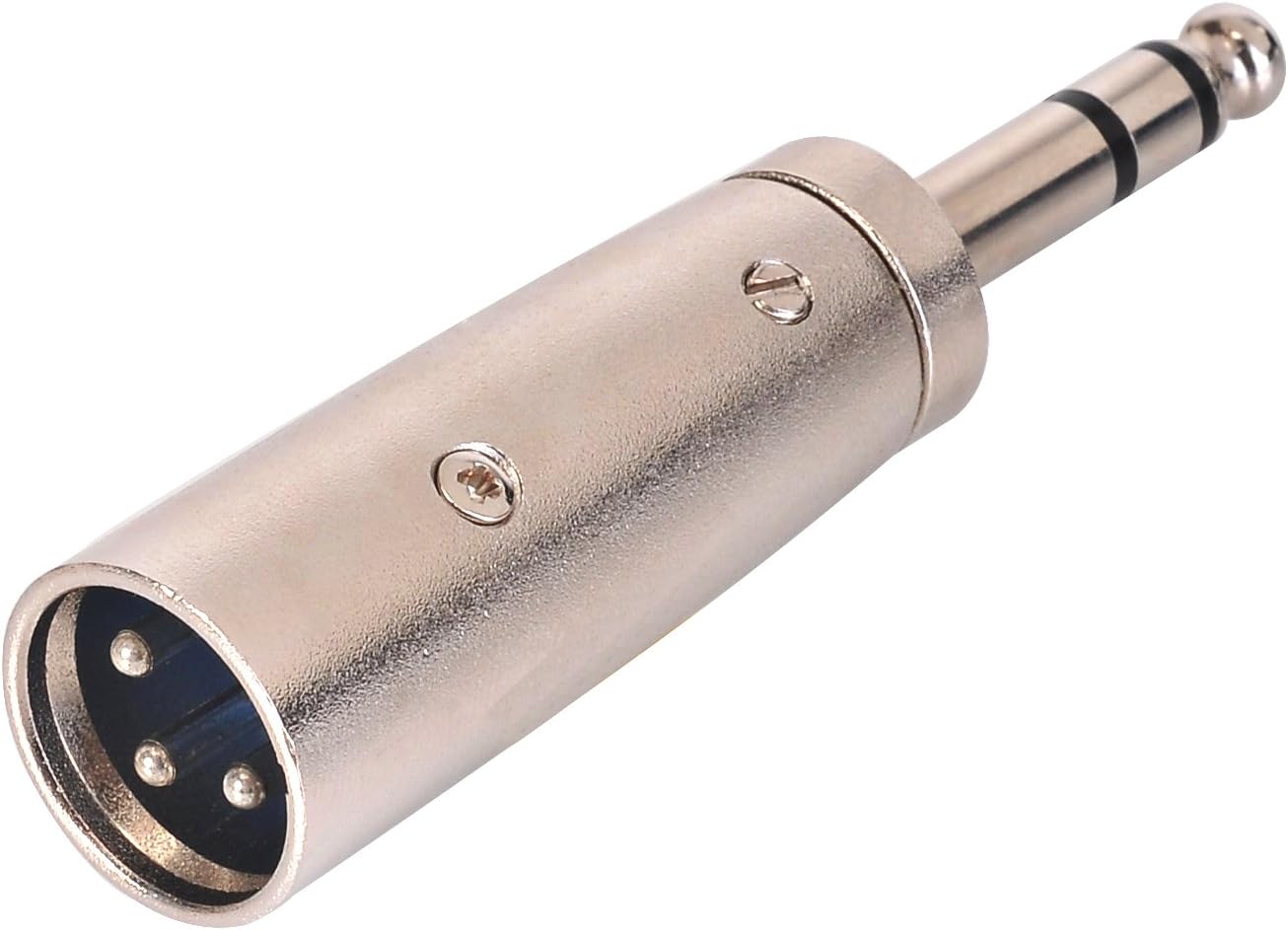 XLR Male to 1/4 Inch Male Stereo Plug-In Audio Adapter