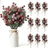 NIERBO 20 Piezas Bayas de Pino Artificiales para Decoraciones de Arboles de Navidad Artesanías de Vacaciones de Boda Temporada de Invierno, Decoración del Hogar