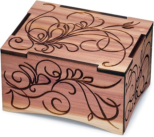 TheLaser'sEdge, Caja de música personalizable de cedro rojo aromático, madera grabada con láser (estándar - terciopelo rojo, piel Elise)
