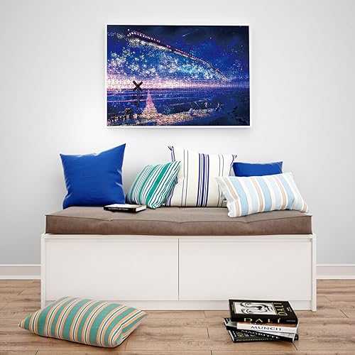 Miniatura 3 de SiTimmGer Rompecabezas de 500 piezas para adultos, romántico, molinete nocturno, cielo, tren, mar, playa, aurora, estrellas, niños, juguetes