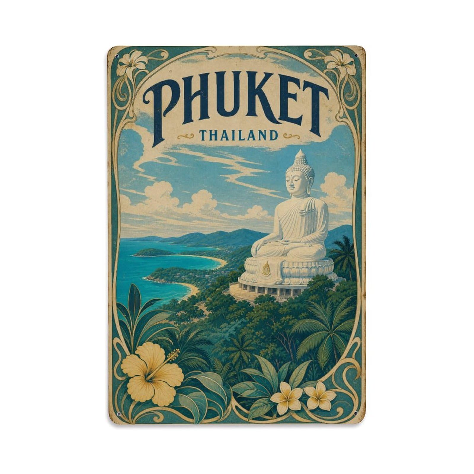 Vintage Travel Thailand Phuket Metal Tin Sign Plaque Wall Decor for Cafe, Club Bar, Office, Garden Metal Poster 8x12Inch