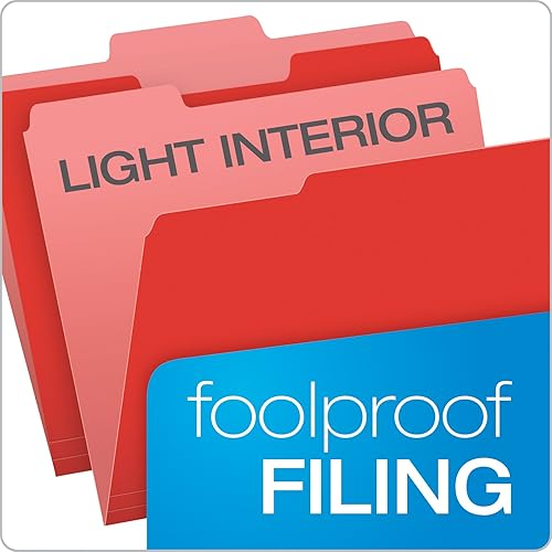 Miniatura 4 de Pendaflex Carpetas de archivos de color de dos tonos, tamaño carta, rojo y amarillo, 100 por caja (152 13)