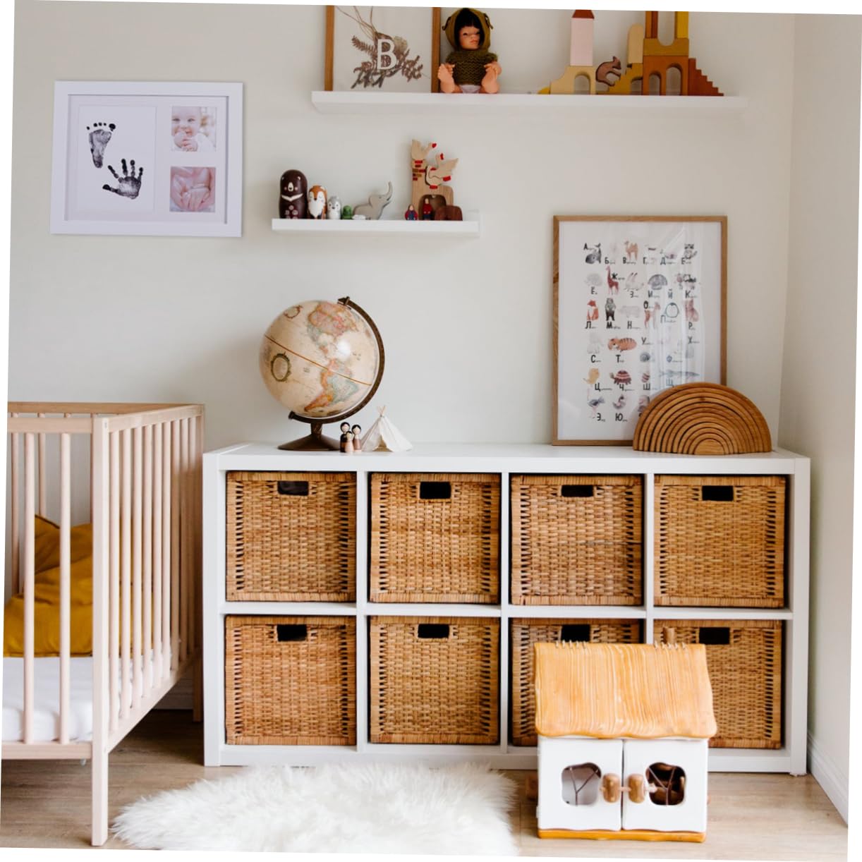 Totority Monthly Baby Photo Frame Hand Foot Print Frame Baby Photo Rack Newborns Growth Record Pp Plastic Simple Elegant Home Decor