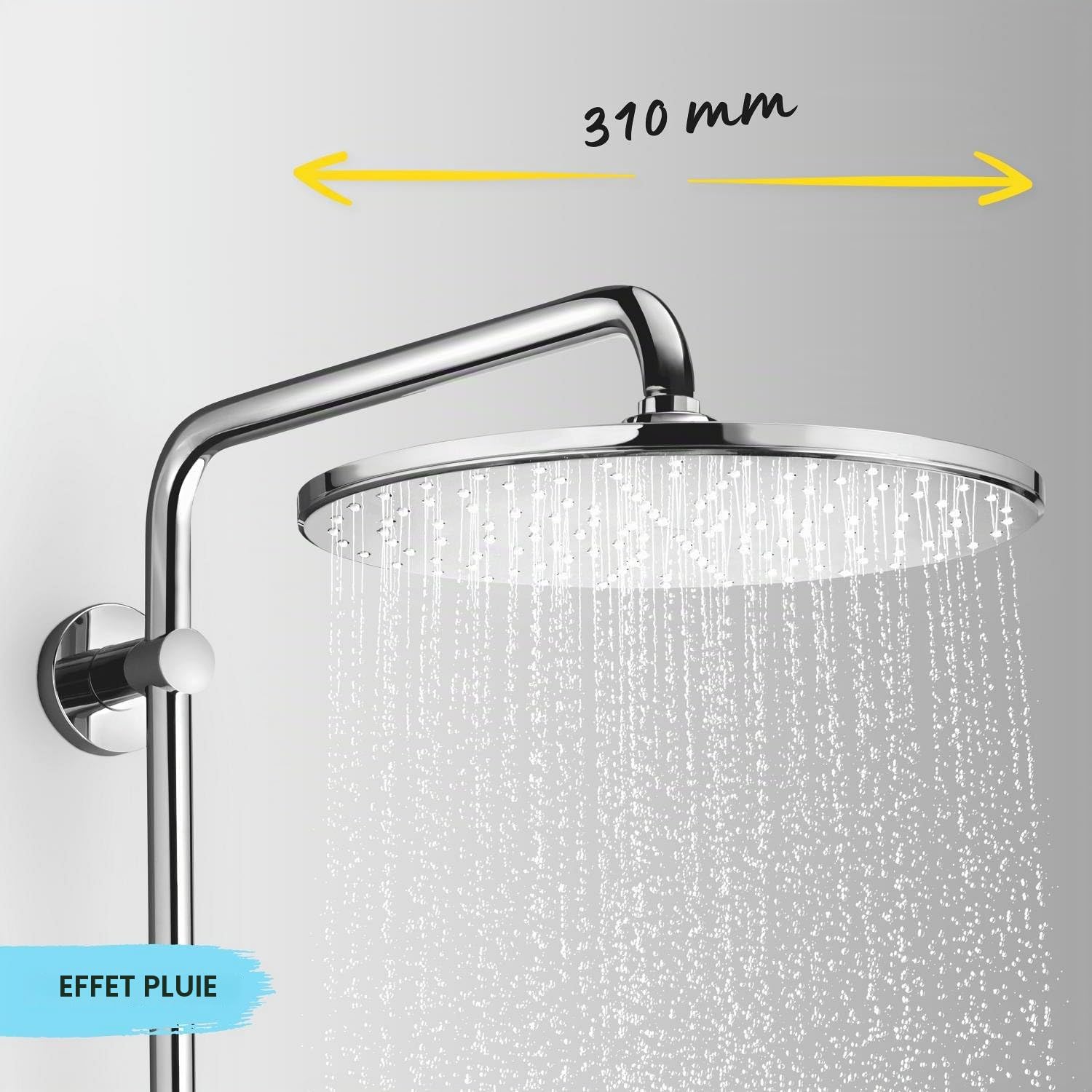 GROHE Colonne de douche avec mitigeur thermostatique Vitalio System 310, tablette incluse, tête de douche 310mm, barre orientable, douchette Vitalio Joy 310 3 jets, chromé, 26401001 (Import Allemagne)