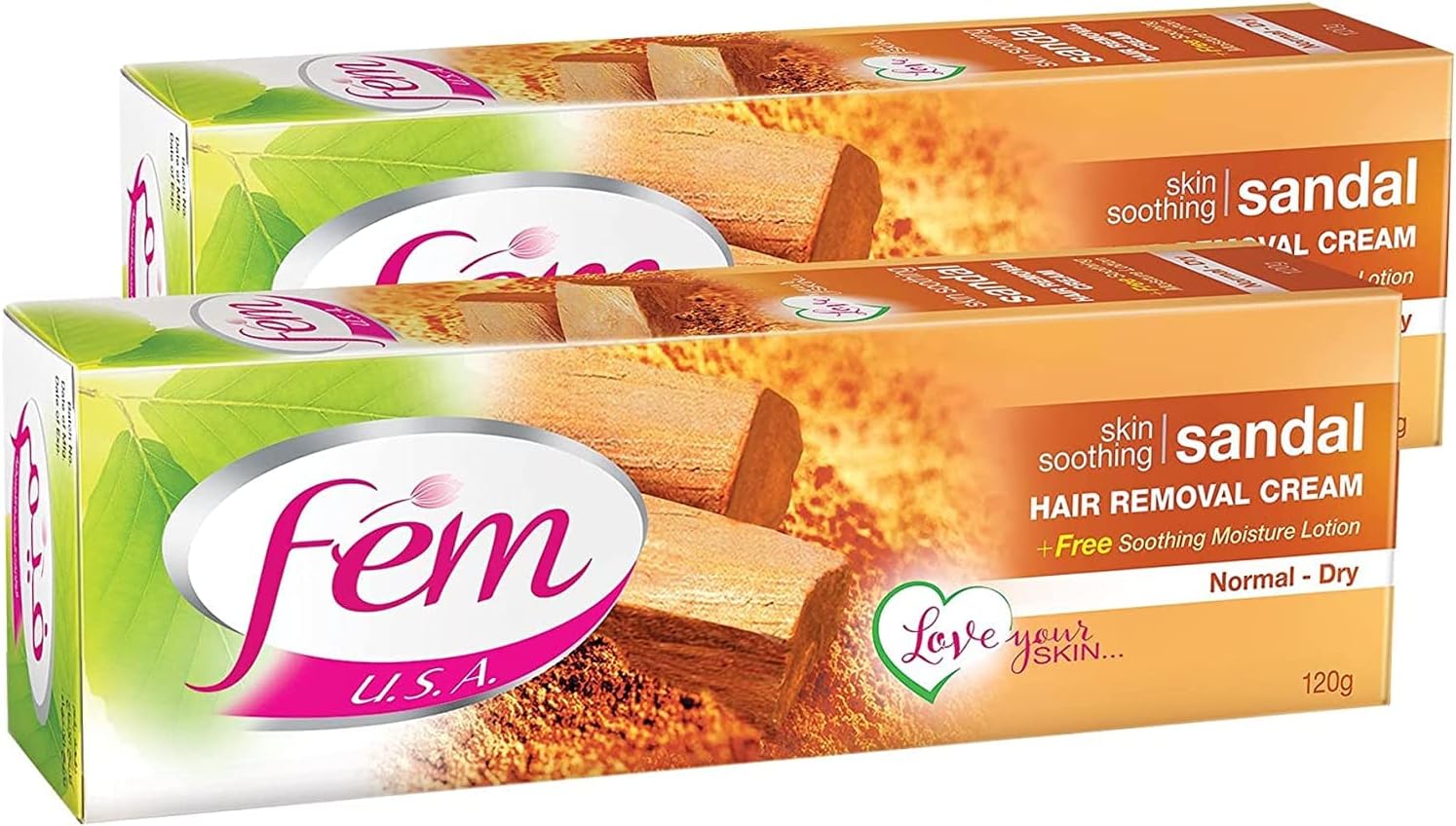 U.S.A. USa Hair Removal Cream With Skin Soothing Sandal - 120 Gm - Twin Pack
