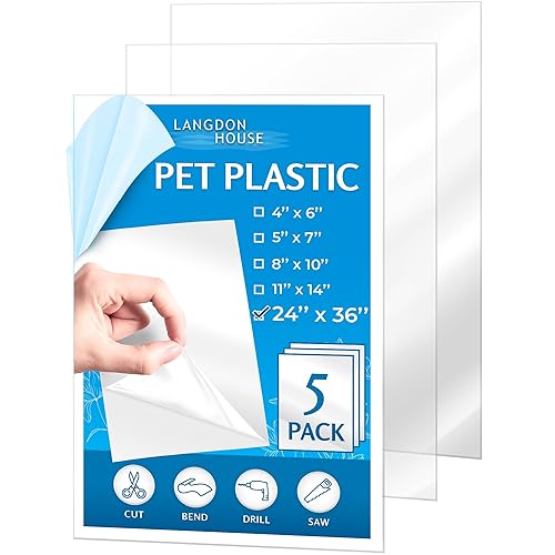 Miniatura 10 de Langdon House Paneles de vidrio de plástico flexible PET (4 x 6 x 0.03 pulgadas, transparente, paquete de 10), lámina delgada de plexiglás para