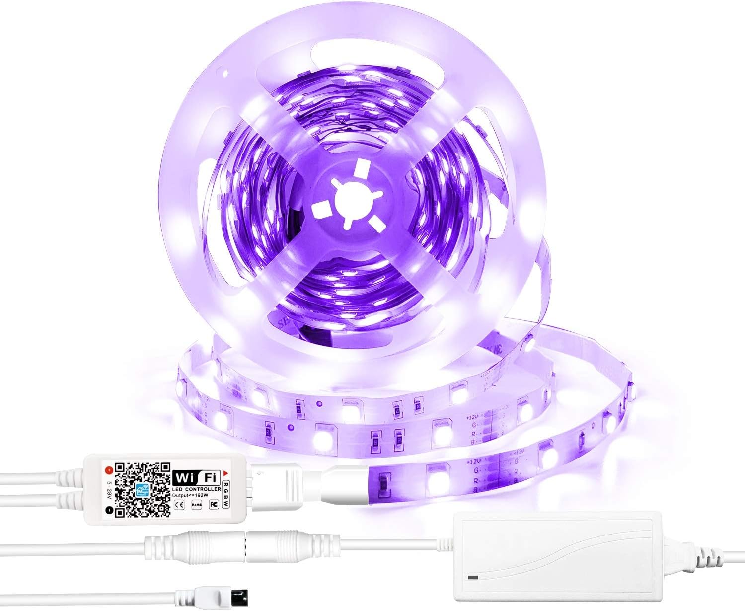 AEGOOL LED Strip Lights WiFi Kit, 16.4Ft 150LEDs SMD5050 Smart Phone Wireless Remote Controlled RGB Multicolor Dimmable LED Tape Ribbon Lighting, via Music Android iOS APP Alexa Echo Dot Google Home
