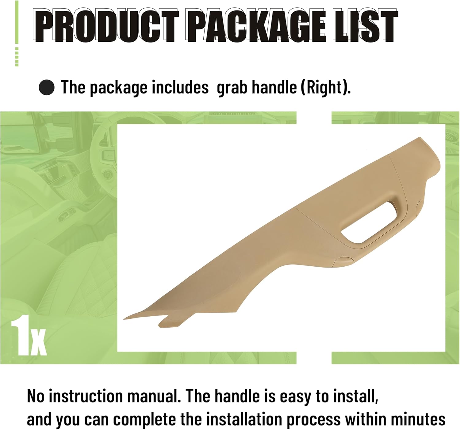 HECASA A Pillar Grab Handle Interior Trim Right Passenger Side Compatible with 2011-2016 Ford F-250 F-350 F-450 F-550 Super Duty Replacement for BC3Z-2503598-AA - Tan