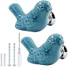 Bird Shape Ceramic Knobs, 2 Pack Blue Cute Cabinet Pulls Handles for Dresser, Drawer, Cupboard with Mounting Screws and Screwdriver