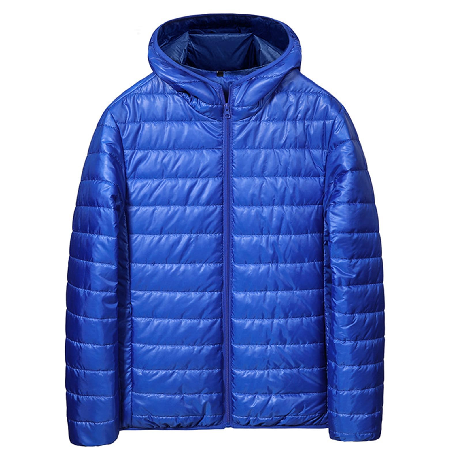 Mens Puffer Jacket with Hood Lightweight down Jackets Quilted Full Zip Winter Coats Jacket Travel Ski Hiking Coats