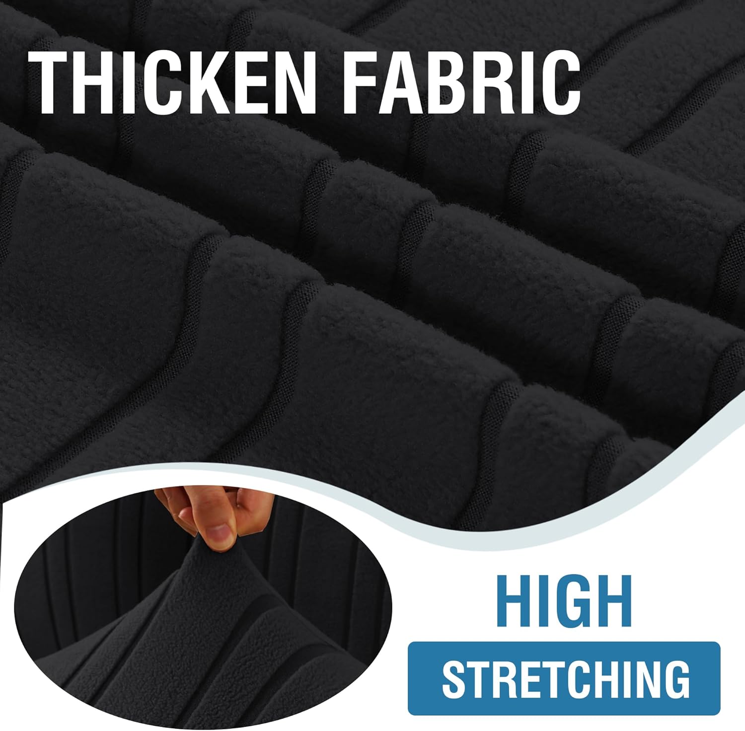 H.VERSAILTEX High Stretch Loveseat Covers 1-Piece Couch Cover Non Slip Sofa Cover with Elastic Bottom Soft Sofa Covers Washable Polyester Spandex Jacquard Fabric Stripe Design(Loveseat, Jet Black)