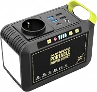 MARBERO Estación de energía portátil de 88 Wh, generador solar, batería con enchufe de 230 V CA, 120 W, almacenamiento de corriente móvil con linterna LED para camping, viajes, autocaravanas, hogar          [Clase de eficiencia energética A+++]