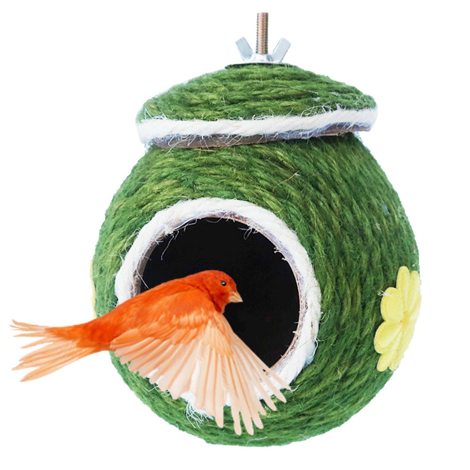 Bird - Handwoven Reusable Woven Parakeet Breeding Cave - Anti-bite Parrot Hatching House For Bunny Hamster Gerbil Chinchillas Canary Cockatiel
