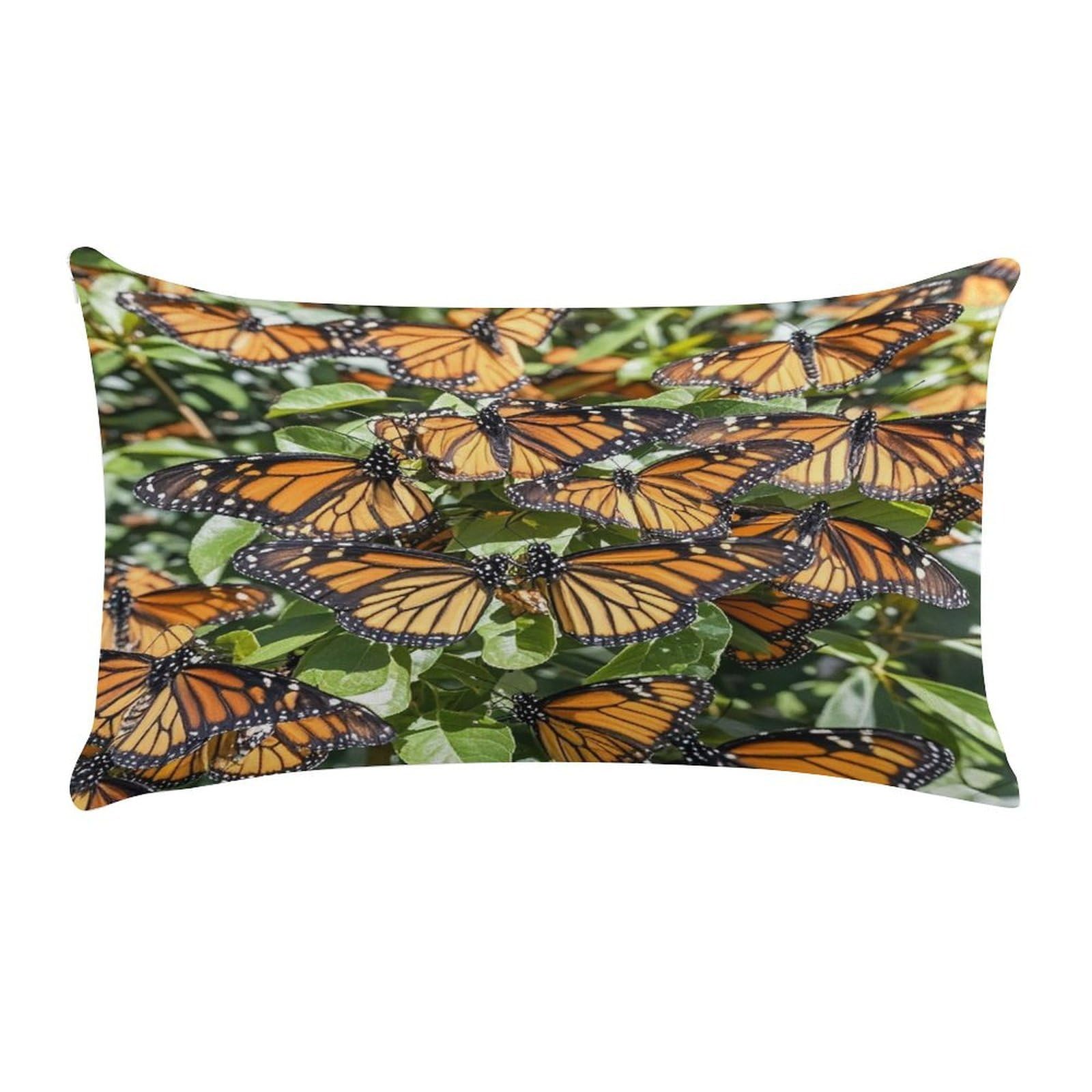 Heaps of Orange Monarch Butterflies Lumbar Throw Pillow Cover Soft Plush Cushion Case Farmhouse Long Throw Pillowcase Decorative Pillow Case Cushion Covers for Sofa Living Room Couch Bed Decor 12 X 20