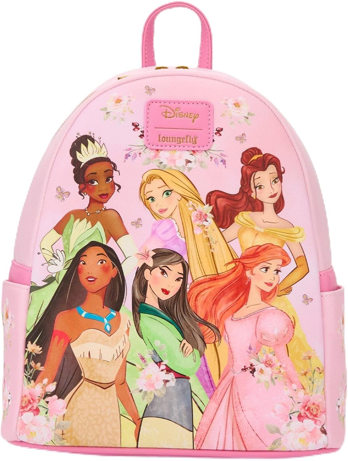 Amazon.com: Loungefly Disney Princess Group Pink Mini Backpack LIGHT ...