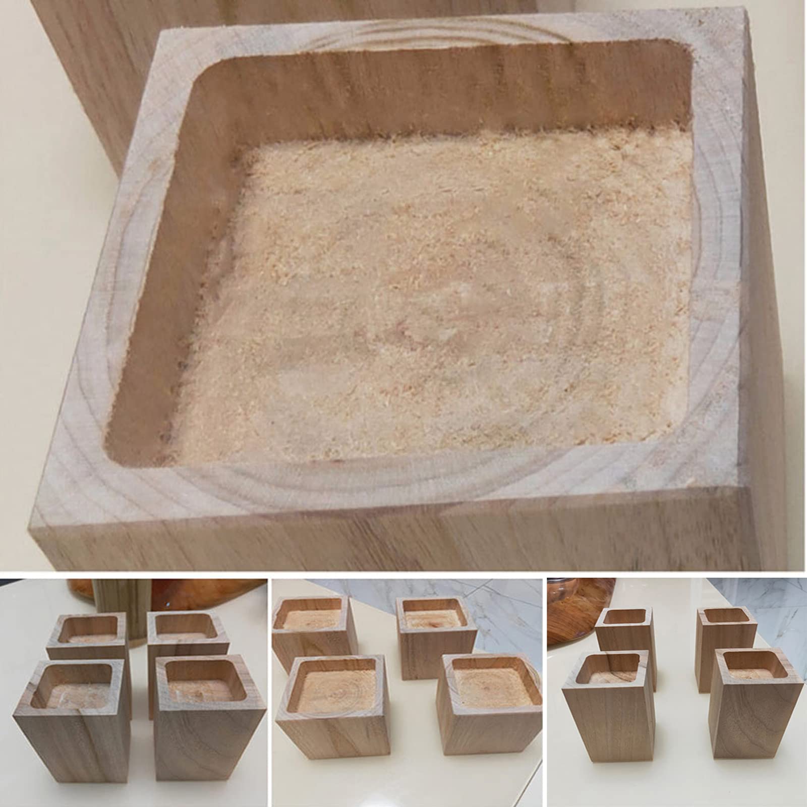4 Piedini Per Mobili,Gambe per Mobili in Legno di Pino,Gambe da Tavolo Scanalate,Piedino di Appoggio,Gambe Dell'armadio,Capacità di Carico Fino a 800KG,per Divano,Armadio (6x6x10cm/2.36x2.36x3.9in)