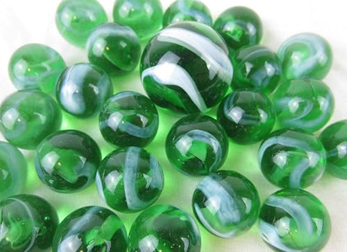 25 canicas de vidrio esmeralda piscina translúcido verderemolino blanco estilo clásico paquete de juego (24 jugadores, 1 tirador) decoraciónrelleno