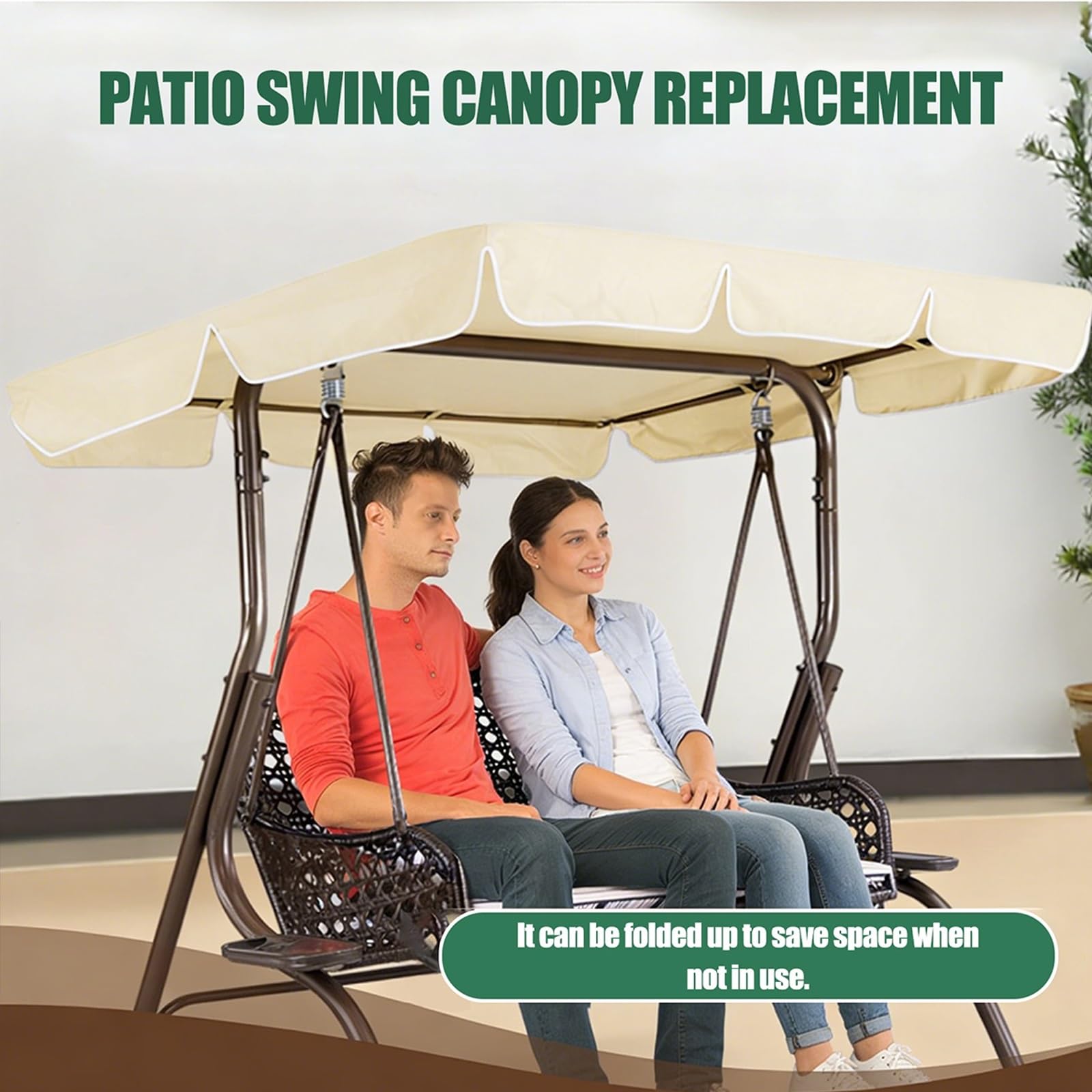 Universale Tetto Del Dondolo Da Giardino Ricambio Copertura Tettuccio Altalena 210D Oxford Impermeabile Protezione UV Copertura Ricambio Altalena 2/3 Posti(K,3-seat 200x120x15cm)