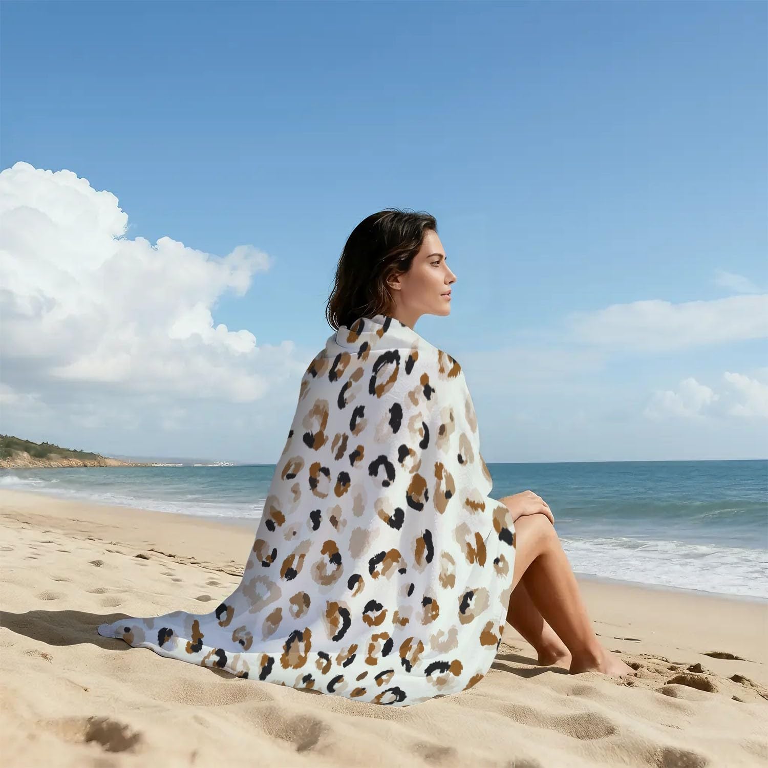 Toalla de playa moderna y clásica, de secado rápido, sin arena, ligera, de microfibra, para natación, viajes, vacaciones, moda, exclusiva, vanguardista, moderna, con textura de animales, 200 x 100 cm
