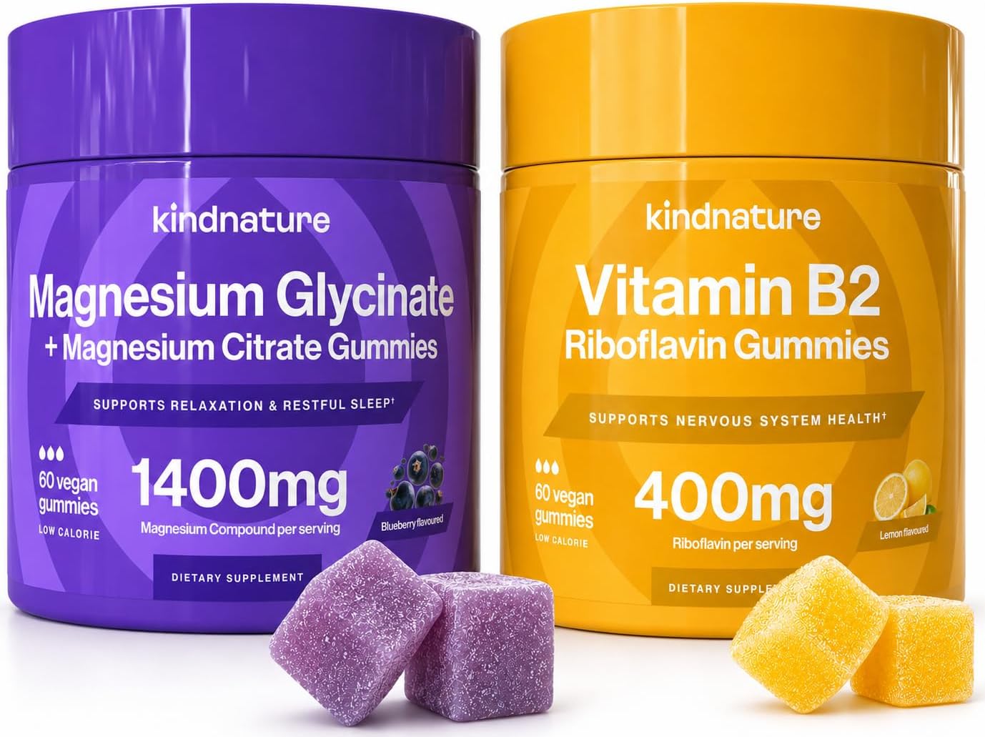kindnature Migraine Relief Power Duo: B2 & Magnesium Gummies Bundle