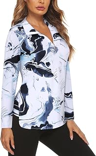 Koscacy Women's Long Sleeve Golf Tennis Polo Shirts UPF50+ Half Zip Dry Fit Workout Tops Athletic Shirt