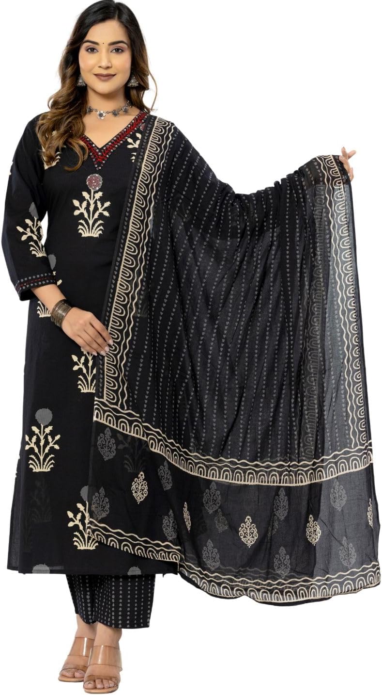 rytras Women Straight Kurta with Palazzos and Dupatta