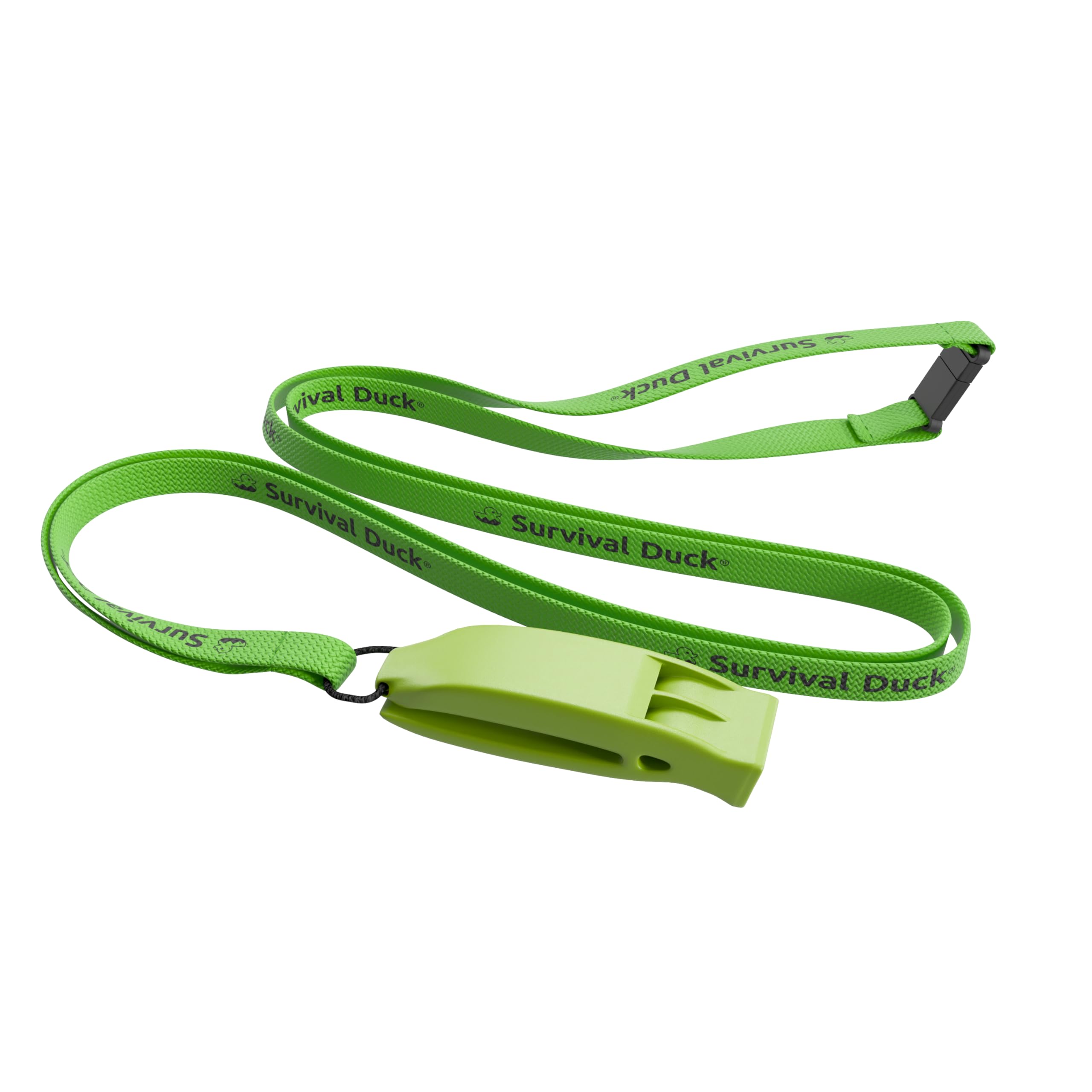 Survival Duck Emergency Survival Distress Whistle with Breakaway Lanyard, Super Loud 80 dB Safety Whistle for Hiking, Kayaking, Boating, Wild Swimming, Hi-Vis Colours (4, Neon Green)