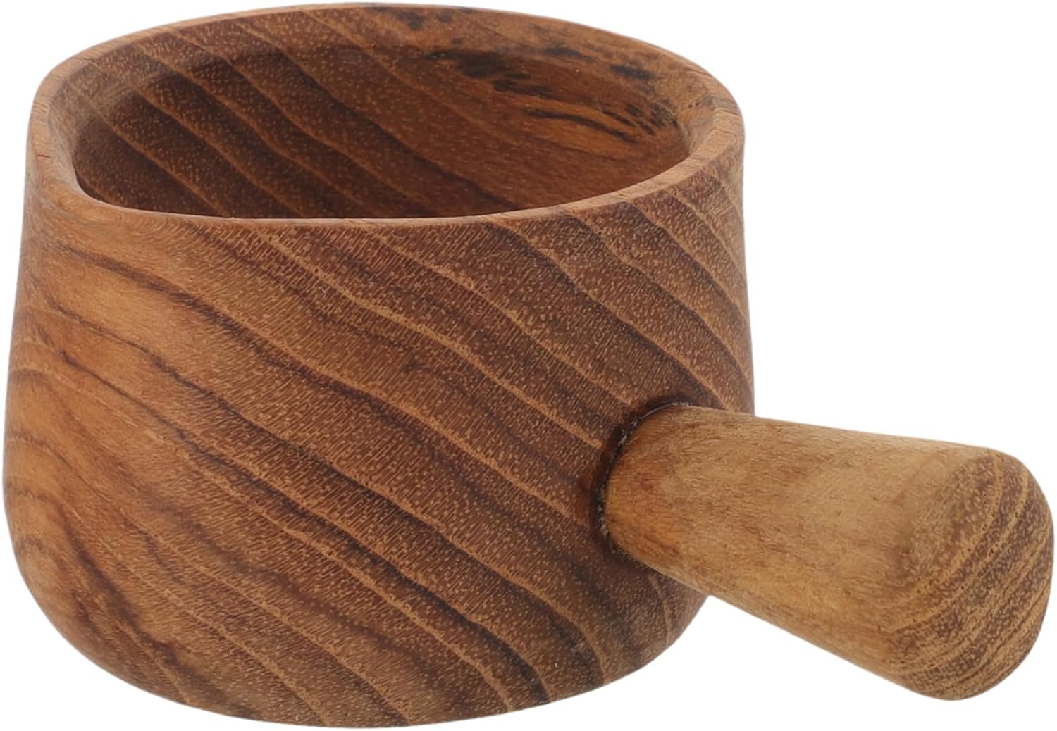 DECHOUS Wooden Creamer, 1.5oz Coffee Milk Creamer Pitcher, Mini Honey Syrup Sauce Pitcher Mini Creamer with Wood Handle Creative Milk Frothing Cup Creamer Jug