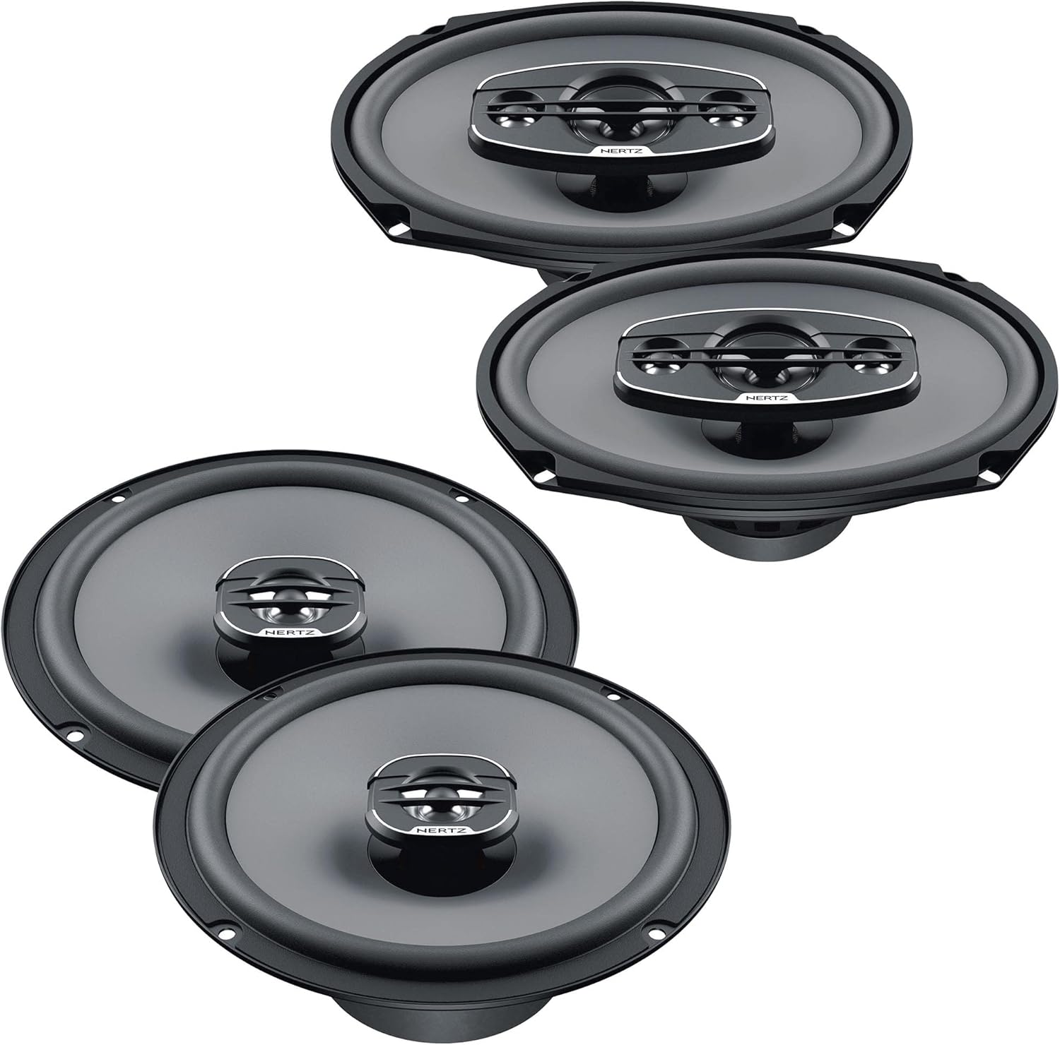 HERTZ One Pair of X-165 UNO Series 6.5" Coaxial Speakers and One Pair X -690 UNO Series 6x9 4-Way Coaxial Speakers