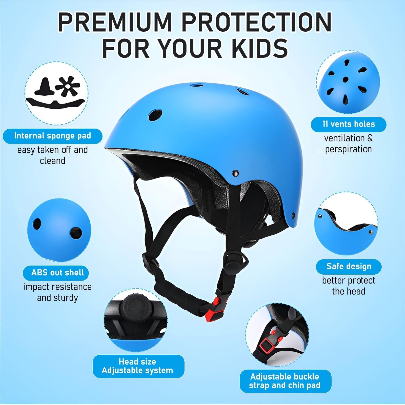 Casco protettivo per bambini regolabile con ginocchiere gomitiere poggiapolsi pattinaggio bicicletta scooter sport all'aria aperta