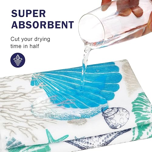 Miniatura 7 de FRAMICS Juego de 3 toallas de estilo marino con toalla de playa de gran tamaño, toalla de mano, toalla de cocina, toallas de playa absorbentes con