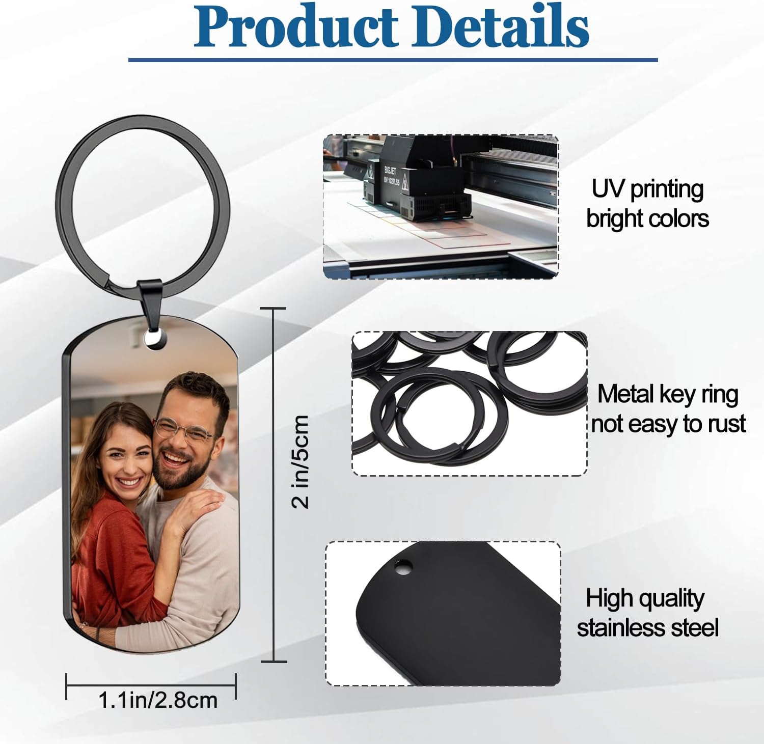 Custom Keychain with Picture, Personalized Keychain with Engraved Photo/Text, Gifts for Family and Friends image 3