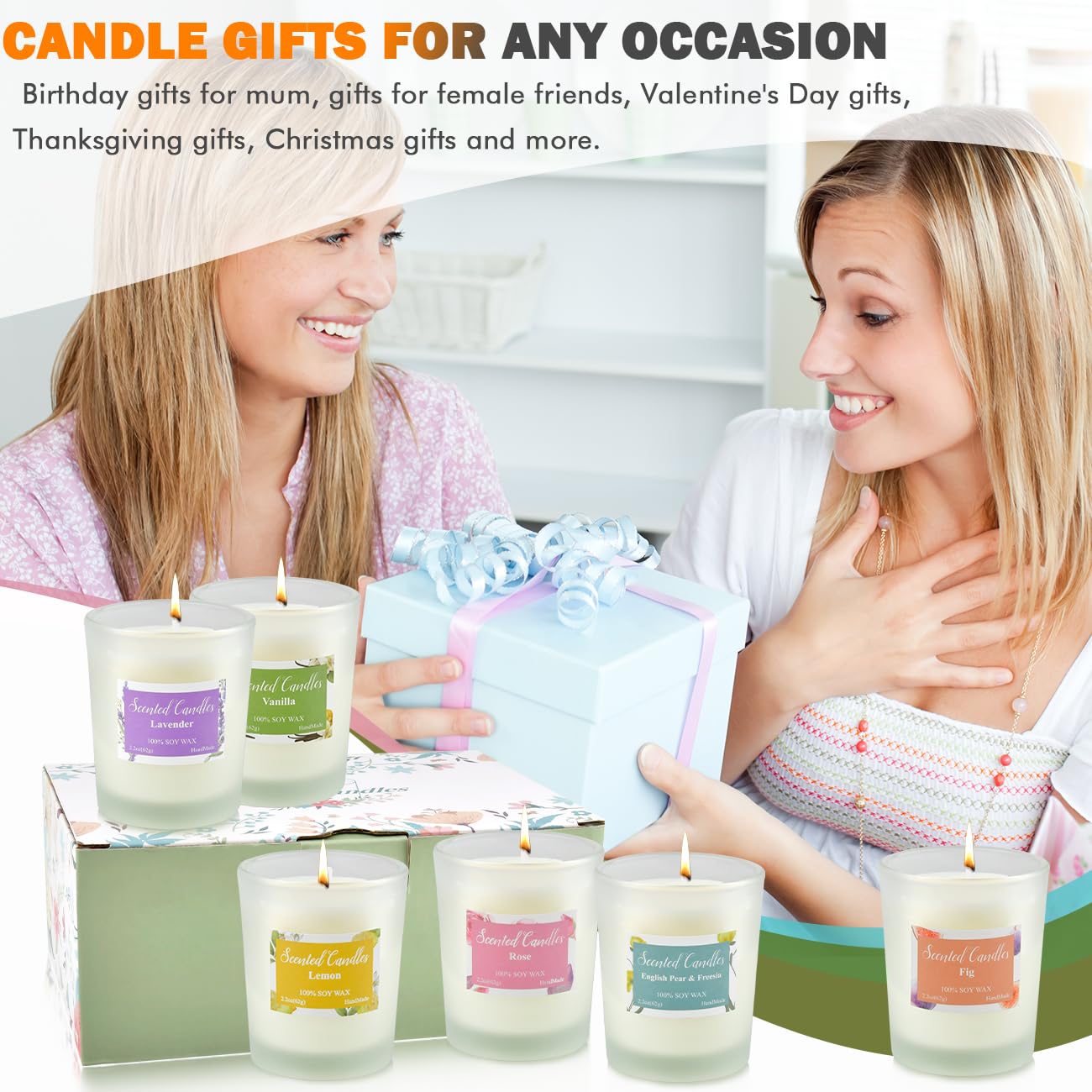 Candele Profumate Regalo Donna,4 Pezzi Set Candele Profumata Decorative
