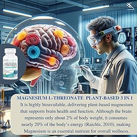 Kappa Nutrition Powered by Magbrain Magnesium L-Threonate Plant-Based, 420mg Elemental Magnesium (3 Capsules) from 2,253mg, 150 Vegan Capsules, Brain, Sleep & Muscle Support.